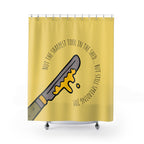 "Not the Sharpest Tool" Slogan Shower Curtain Gift: Witty Humor for Self-Aware Homes