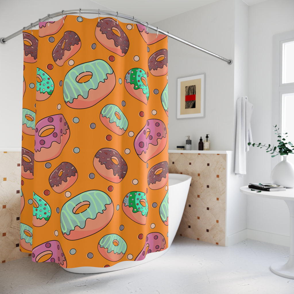 Glazed Donut Orange Pattern Shower Curtain Gift: Sweet Indulgence for Delightful Home