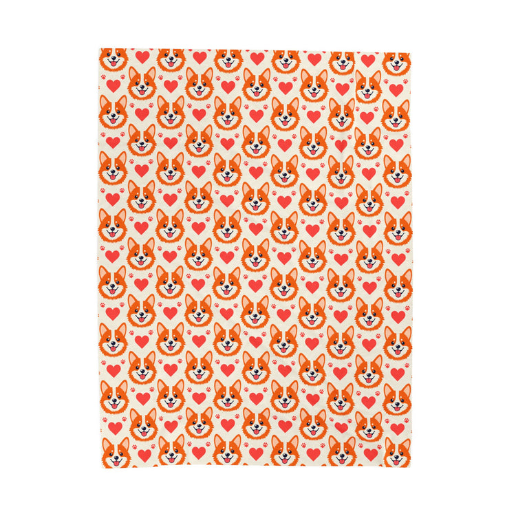 Corgi Hearts Velveteen Plush Blanket design