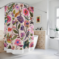 Blush Bird Garden Printed for Botanical Bath Charm shower curtain – original NewGiftDay design, view 4