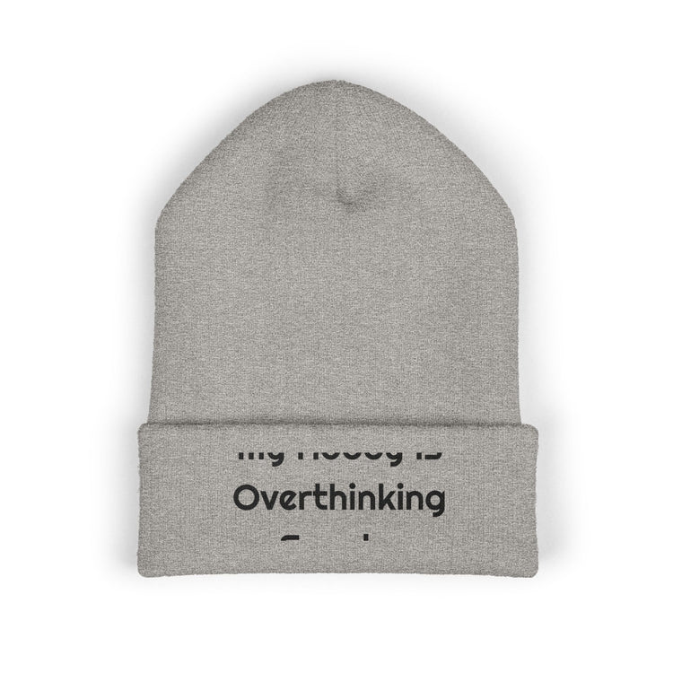 My Hobby Is Overthinking Snacks Printed Cuffed for Chilly Snack Weather beanie in heather-grey – original NewGiftDay design