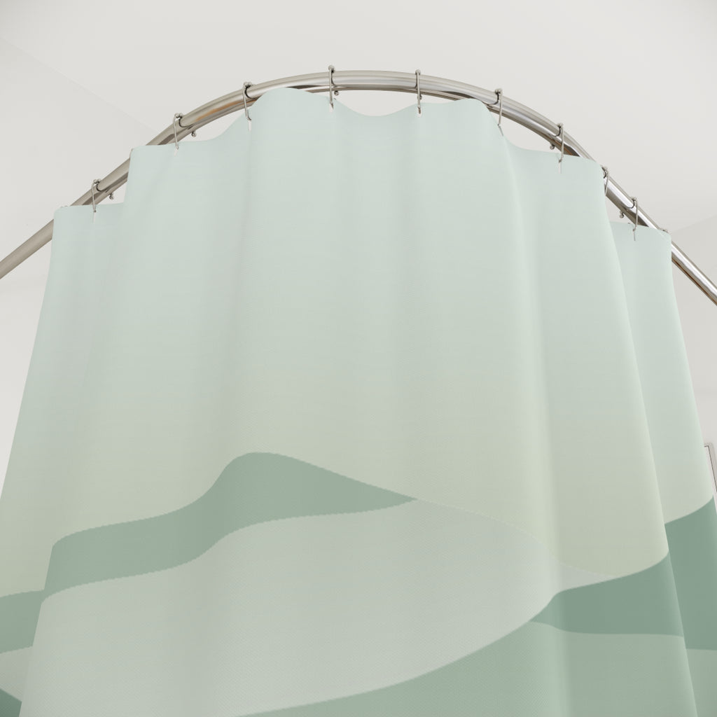 Abstract Green Hills Shower Curtain Gift: Serene Landscape for Tranquil Spaces