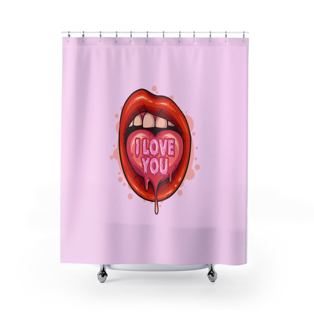 "I Love You" Melting Heart Lips Shower Curtain Gift: Edgy Romance for Expressive Homes