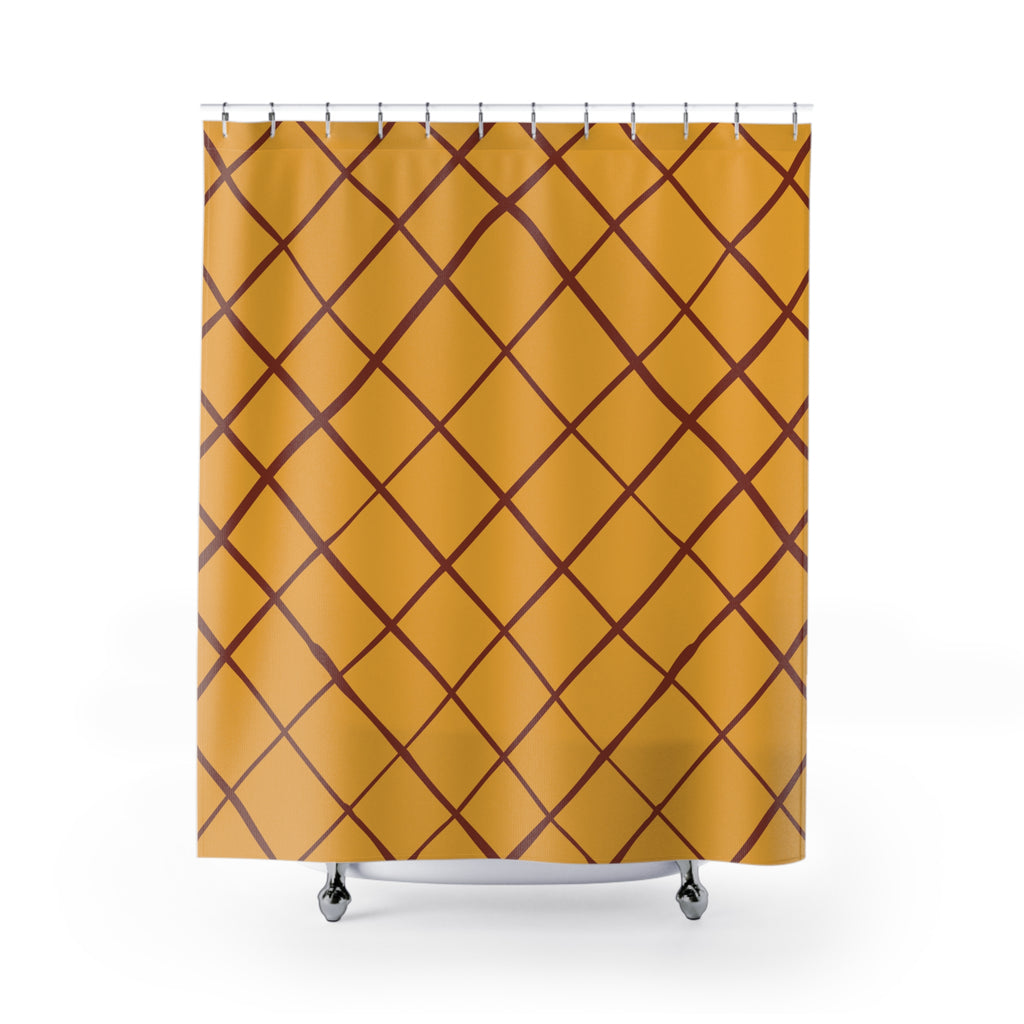 Rustic Diamond Grid Shower Curtain Gift: Earthy Texture for Modern Boho Homes