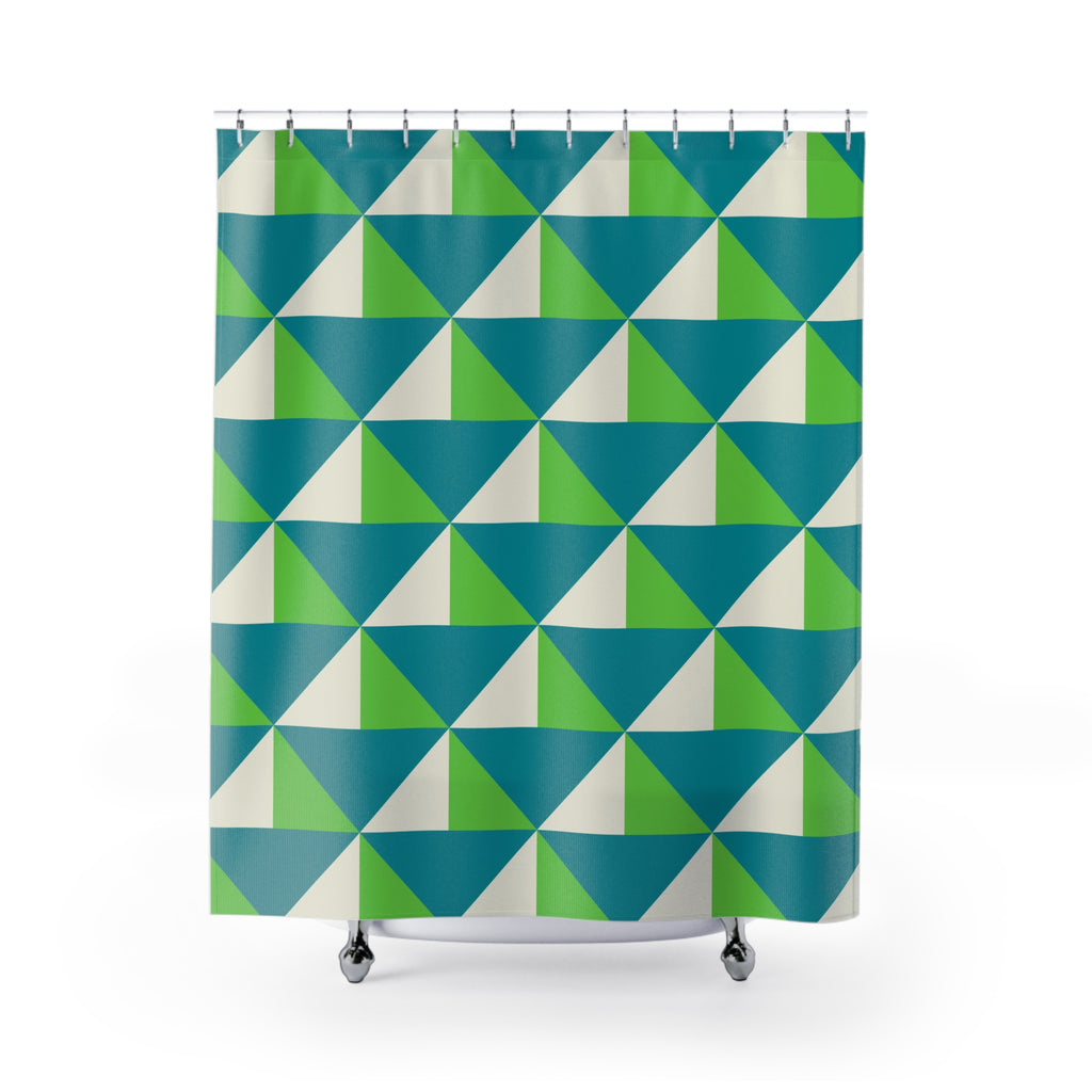 Mid-Century Triangle Geometric Shower Curtain Gift: Retro Chic for Modern Homes