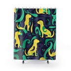 Abstract Playful Pup Green Shower Curtain Gift: Vibrant Canine Art for Dog Lover Homes