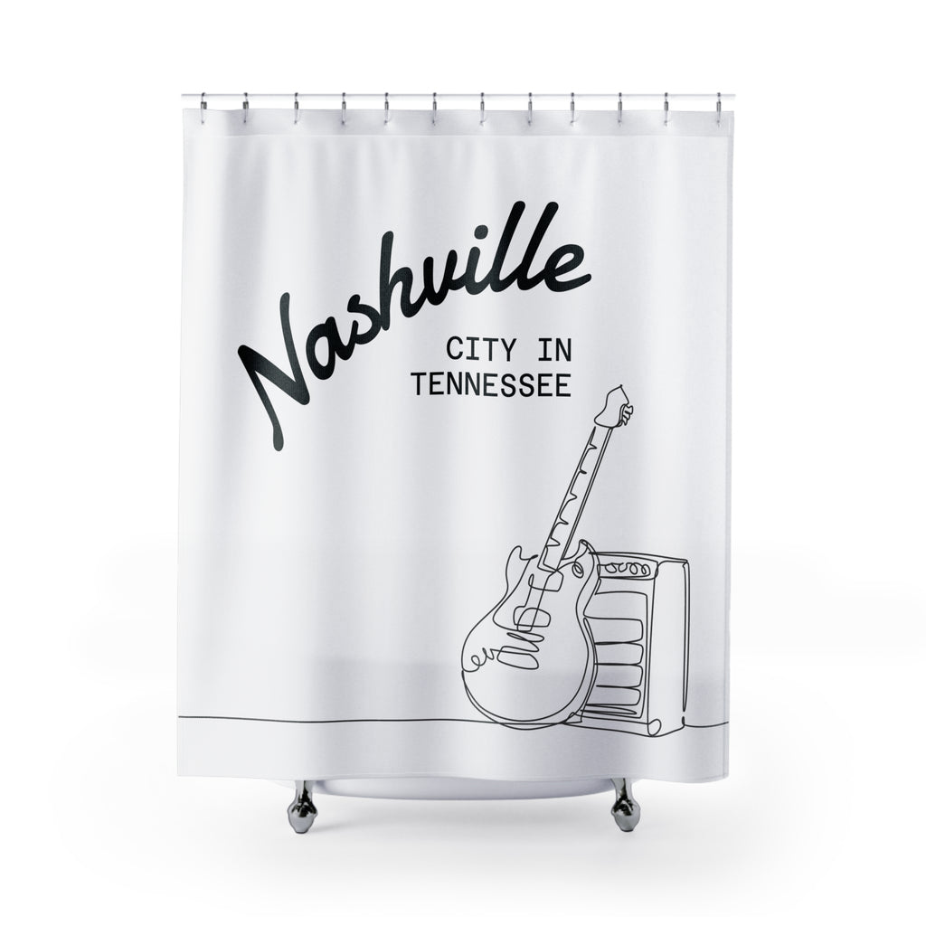 Nashville Guitar Line Art Shower Curtain Gift: Music City Pride for Traveler Homes