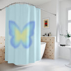 Blue & Yellow Aura Butterfly Shower Curtain Gift: Serene Hues for Dreamy Escapes