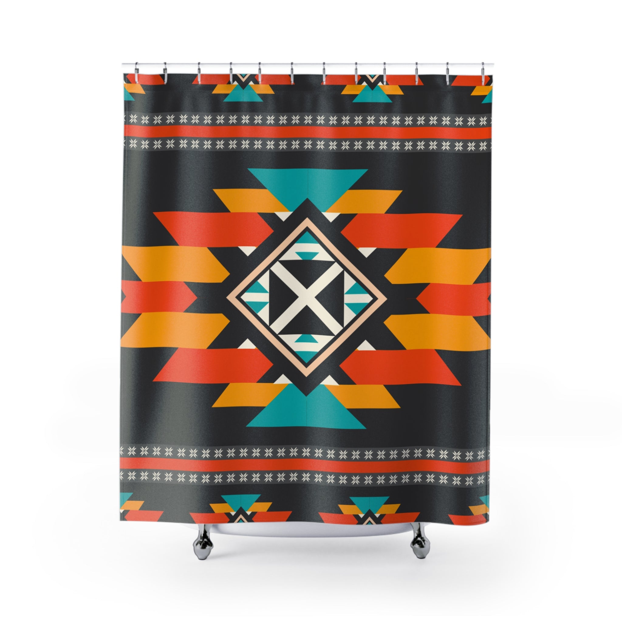 Southwestern Geometric Diamond Shower Curtain Gift: Rustic Texture for Modern Boho Homes