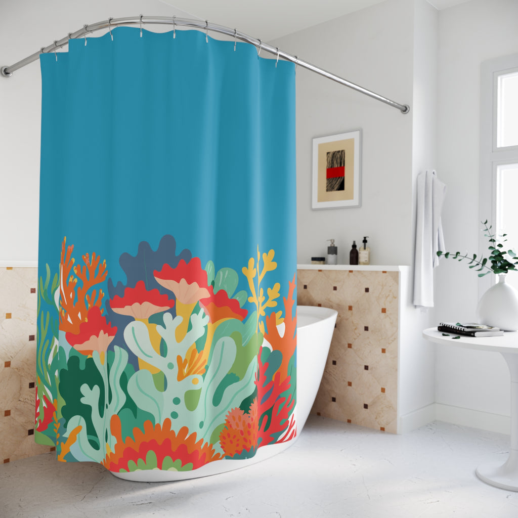 Vibrant Coral Reef Shower Curtain Gift: Underwater Escape for Coastal Homes