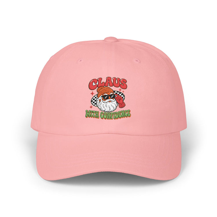 Claus With Confidence Classic Dad Cap hat in pink – original NewGiftDay design