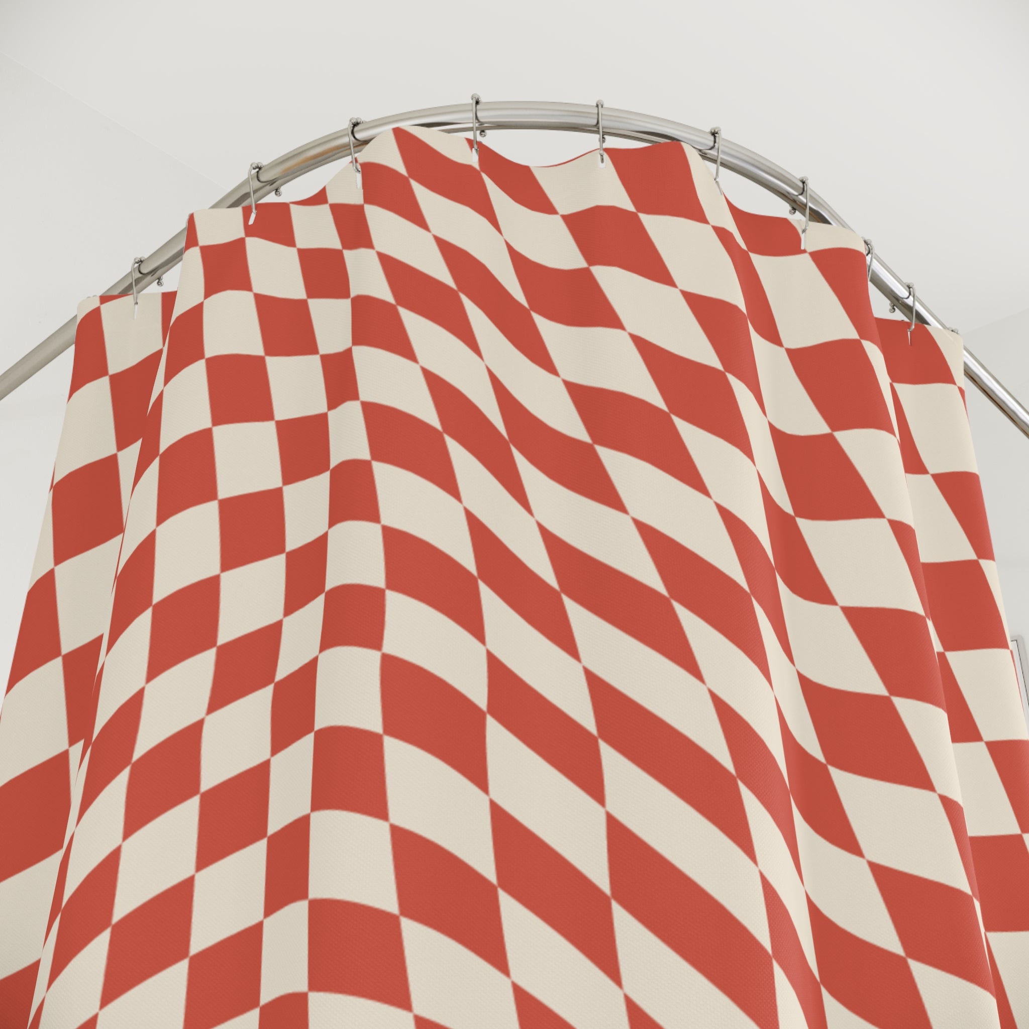 Wavy Checkerboard Illusion Shower Curtain Gift: Retro Pop for Playful Homes