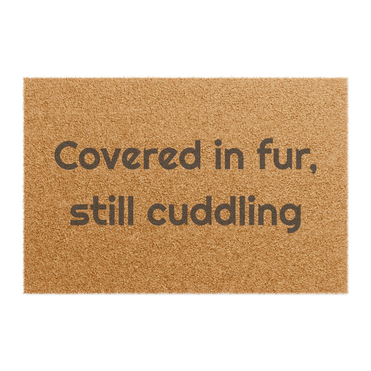Covered in fur still cuddling Printed for Pet-Friendly Doorsteps doormat – original NewGiftDay design