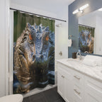 Amber-Eyed Alligator Portrait Shower Curtain Gift: Wild Presence for Bold Homes