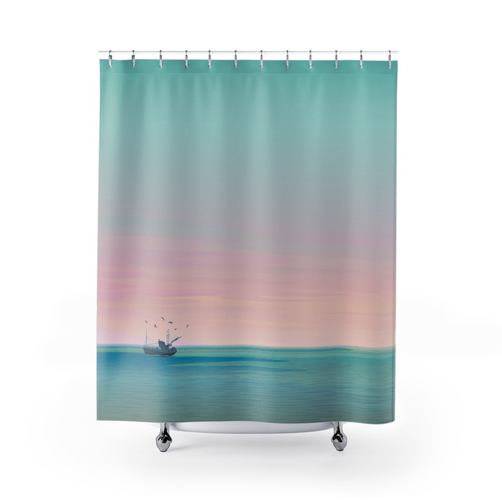 Abstract Sunset Sail Shower Curtain Gift: Coastal Calm for Serene Spaces