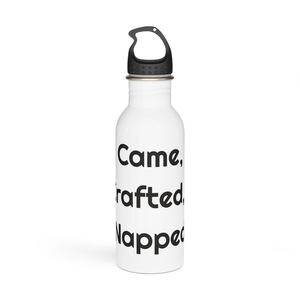 I Came, I Crafted, I Napped Stainless Steel Water Bottle for Studio Days design