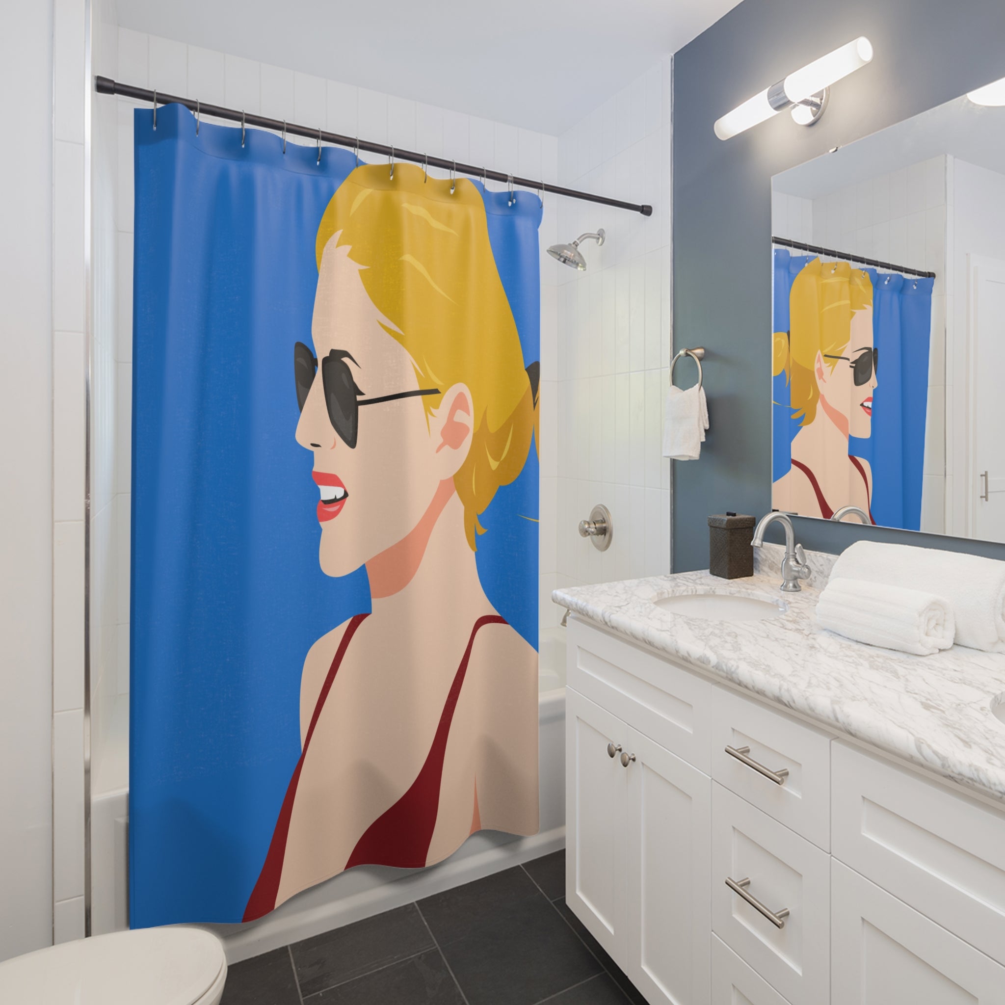 Pop Art Glamour Woman Shower Curtain Gift: Retro Chic for Bold Bathrooms