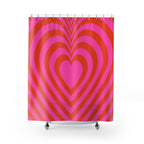 Op Art Concentric Hearts Shower Curtain Gift: Groovy Love for Retro Homes