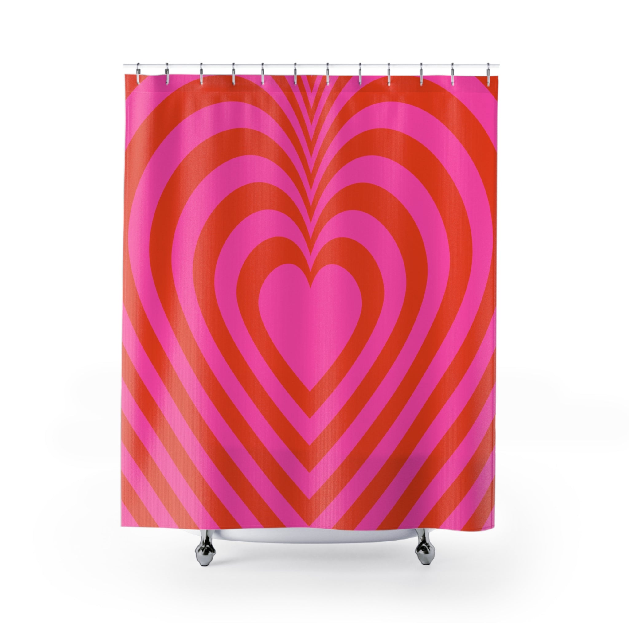 Op Art Concentric Hearts Shower Curtain Gift: Groovy Love for Retro Homes