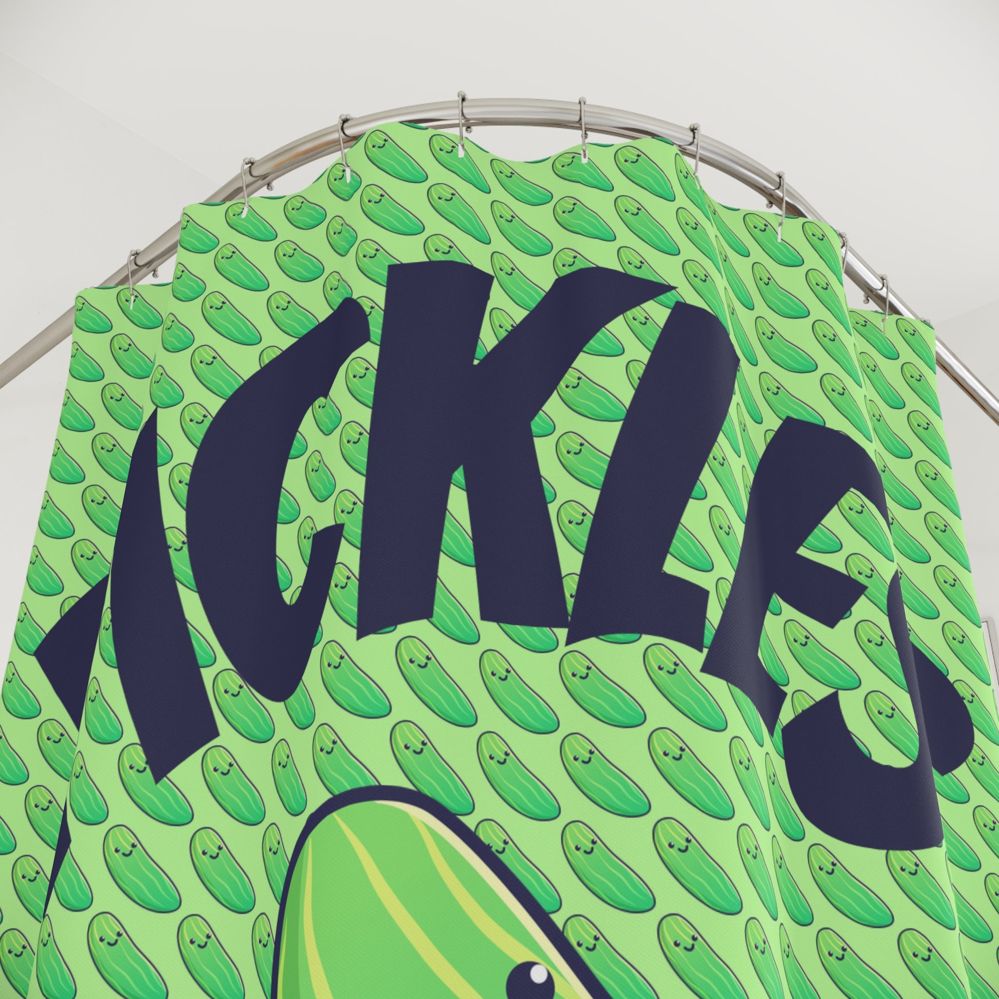 "Pickles" Cartoon Graphic Shower Curtain Gift: Playful Foodie Fun for Enthusiastic Homes