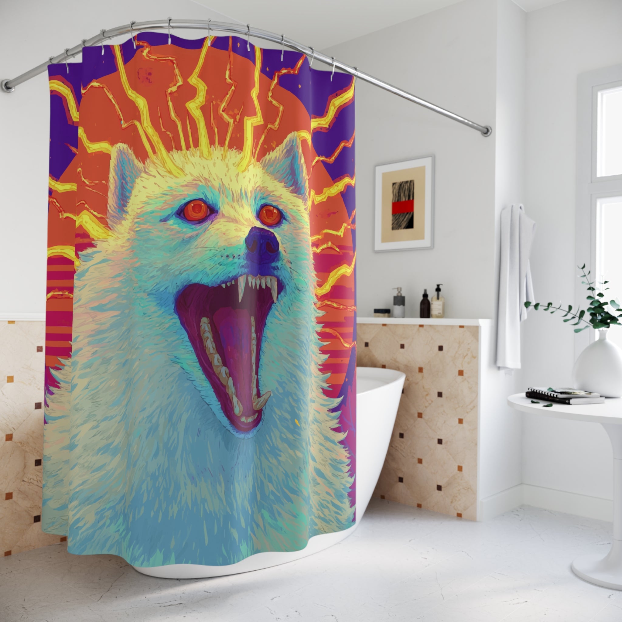 Electric Howling Wolf Shower Curtain Gift: Primal Power for Wild Hearts