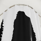 Bigfoot Sasquatch Silhouette Shower Curtain Gift: Wilderness Mystery for Cabin Homes