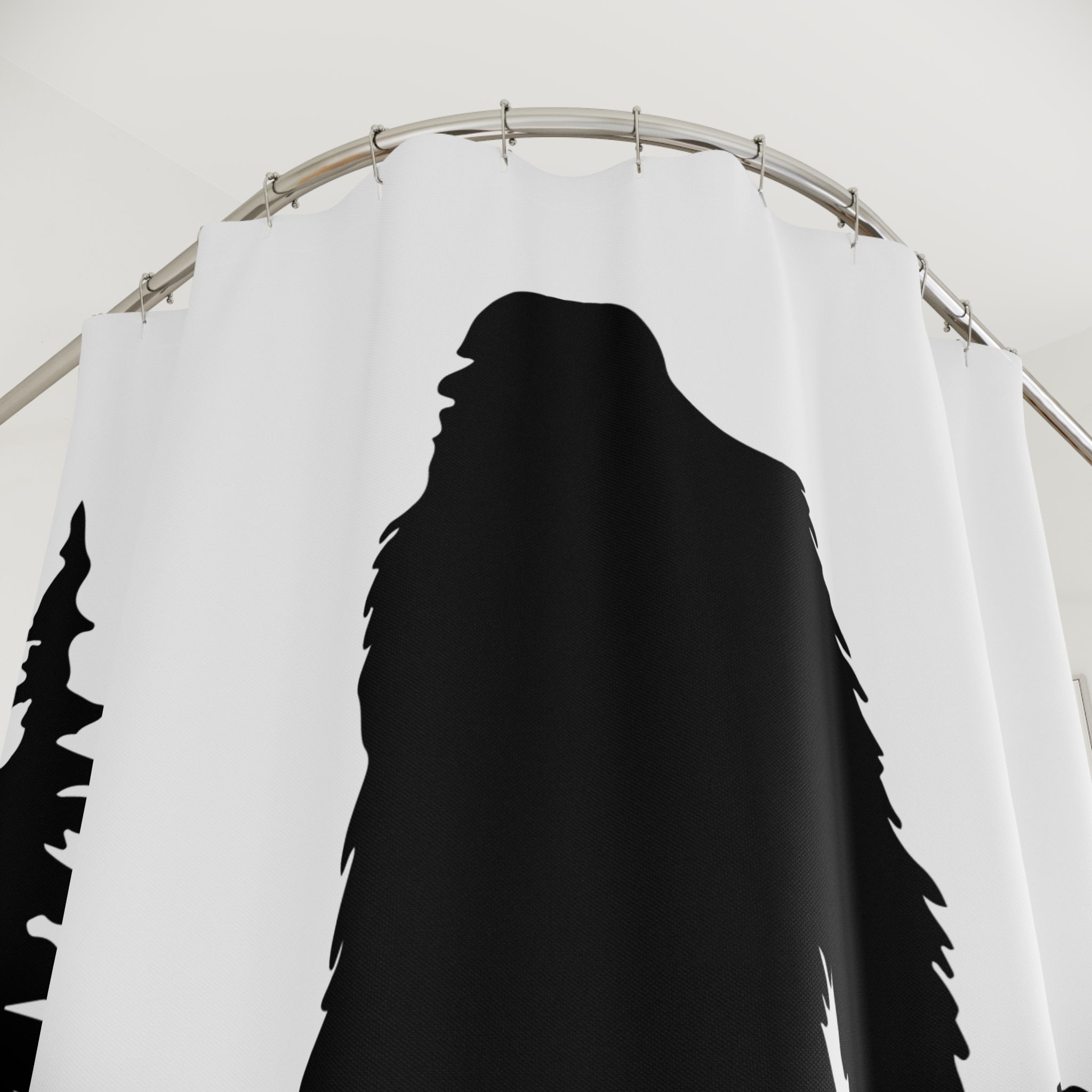 Bigfoot Sasquatch Silhouette Shower Curtain Gift: Wilderness Mystery for Cabin Homes
