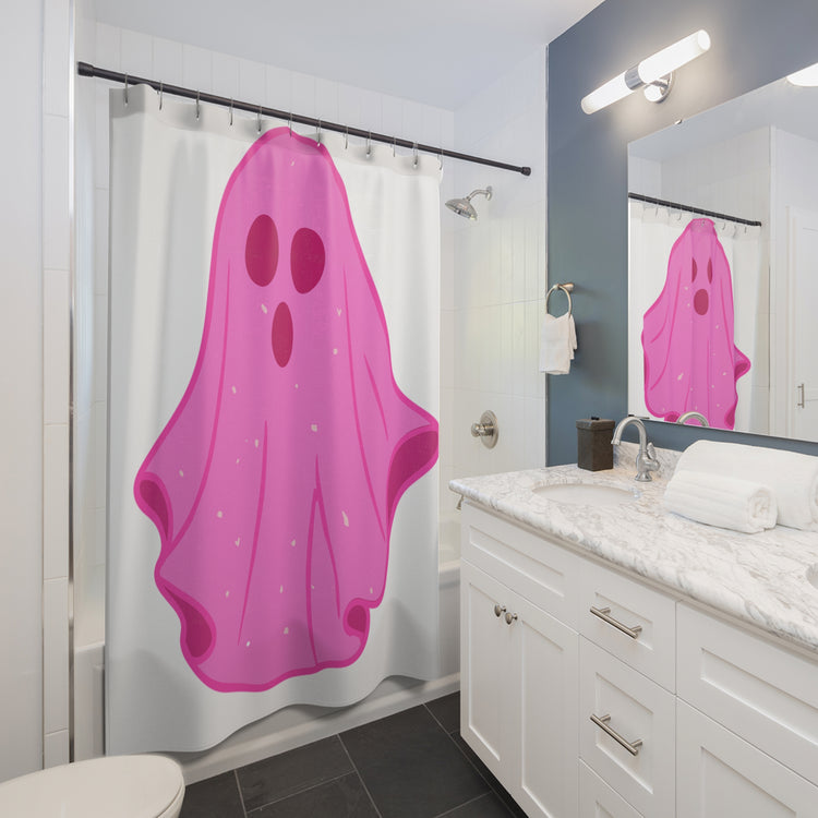 Pink Ghost Parades shower curtain – original NewGiftDay design, view 3