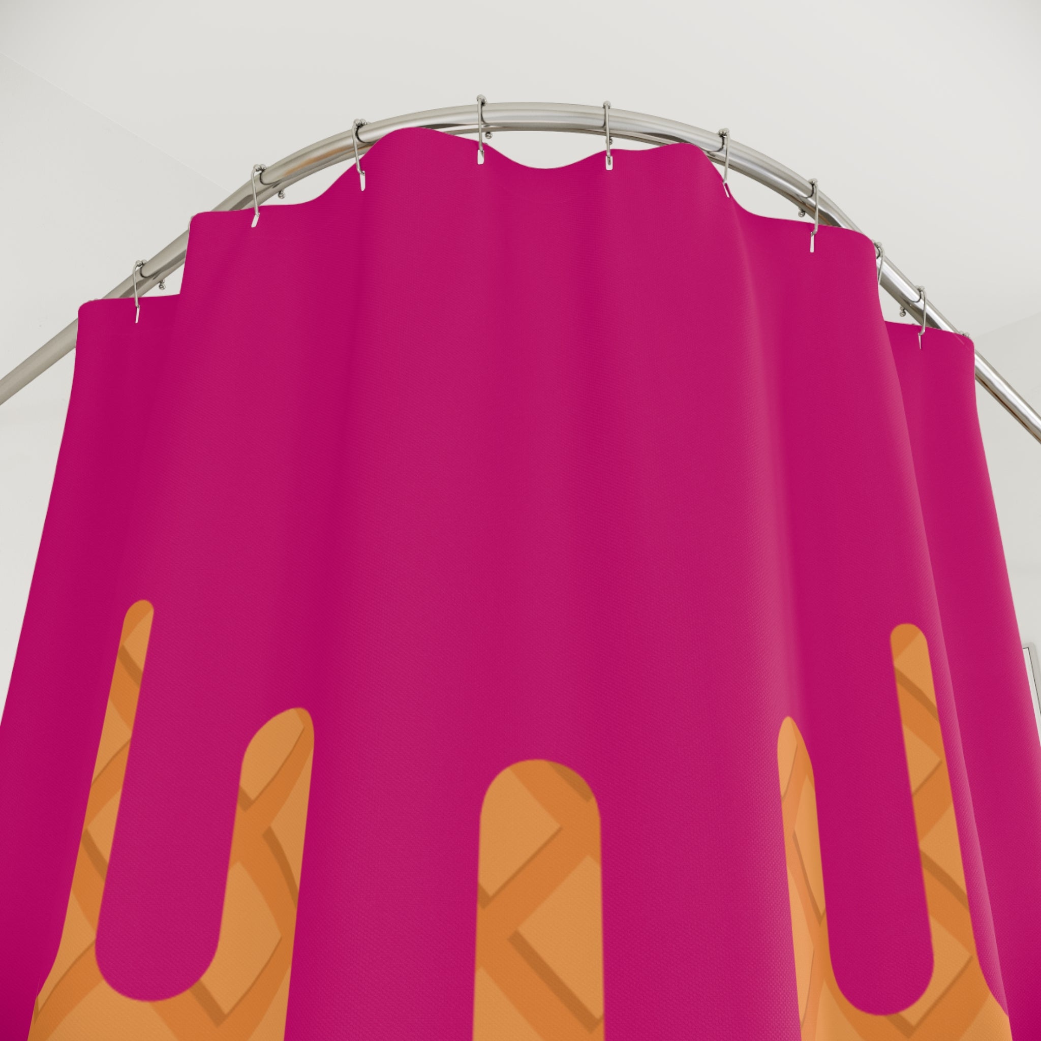 Waffle Cone Raspberry Drip Shower Curtain Gift: Playful Dessert Decor