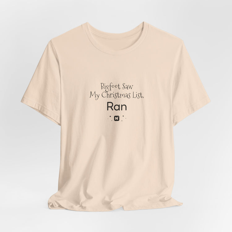 Bigfoot Christmas List T-shirt in mustard – original NewGiftDay design