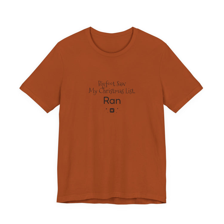 Bigfoot Christmas List T-shirt in autumn – original NewGiftDay design