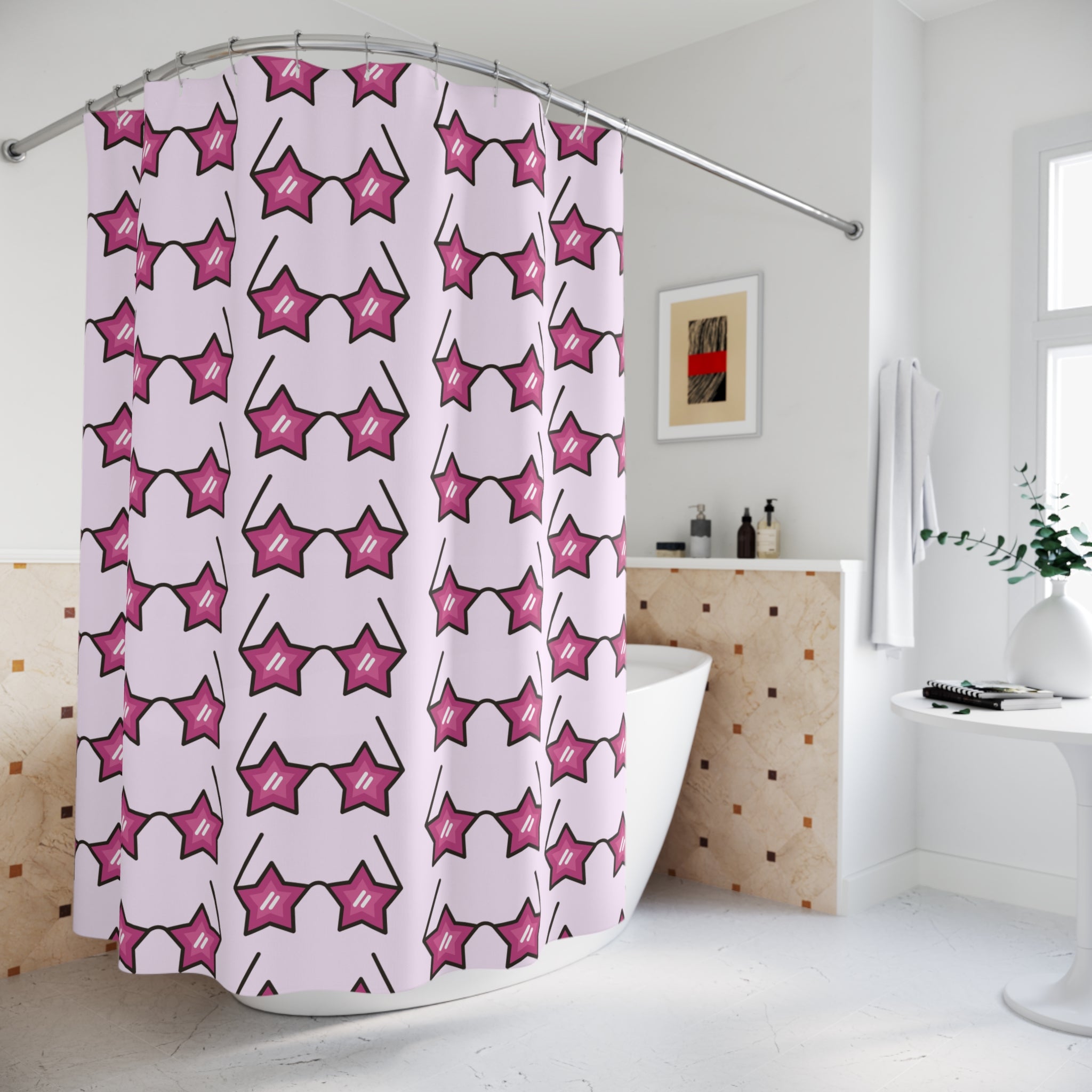 Star Sunglasses Pattern Shower Curtain Gift: Retro Glam for Pop Culture Homes