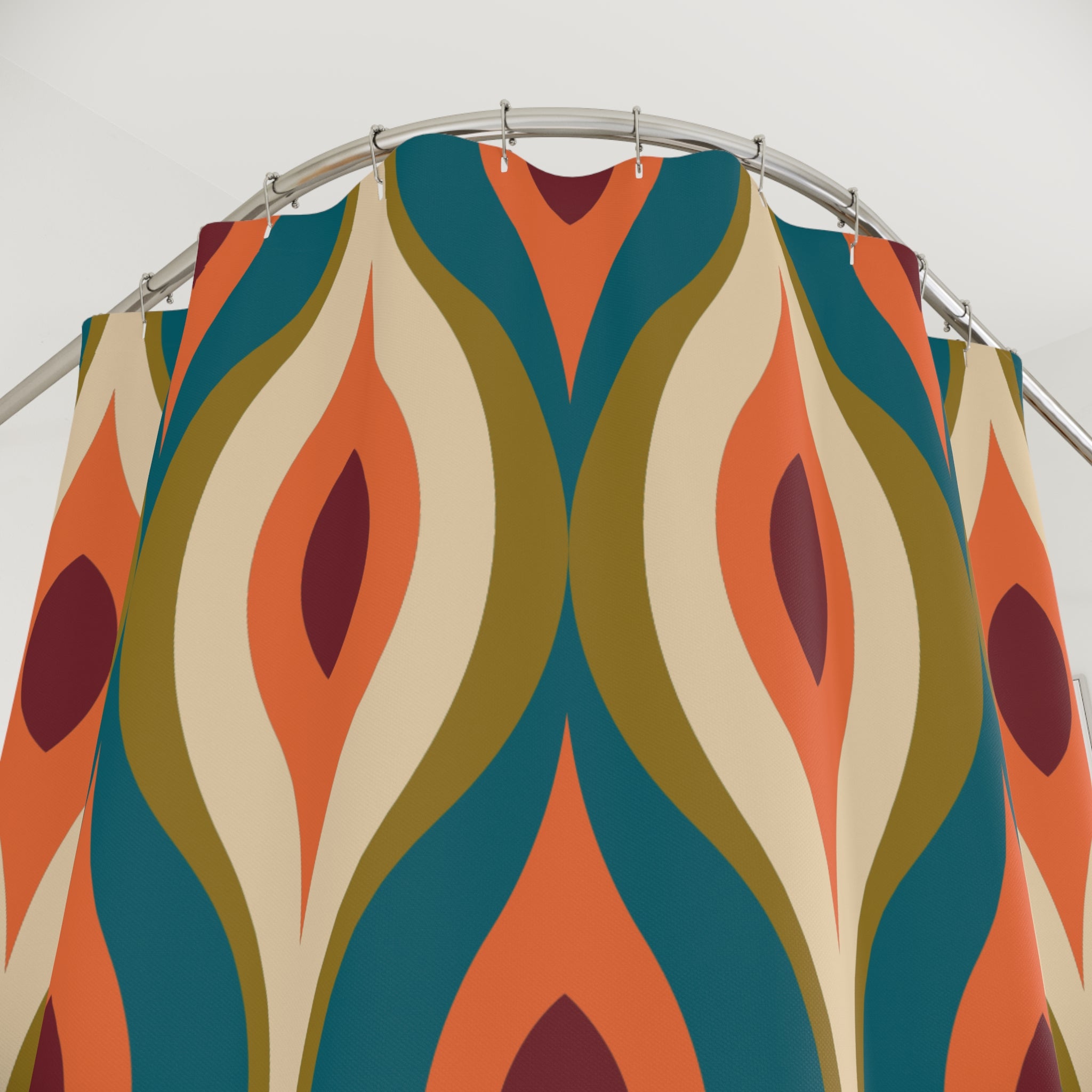 Mid-Century Ogee Pattern Shower Curtain Gift: Retro Elegance for Vintage Homes