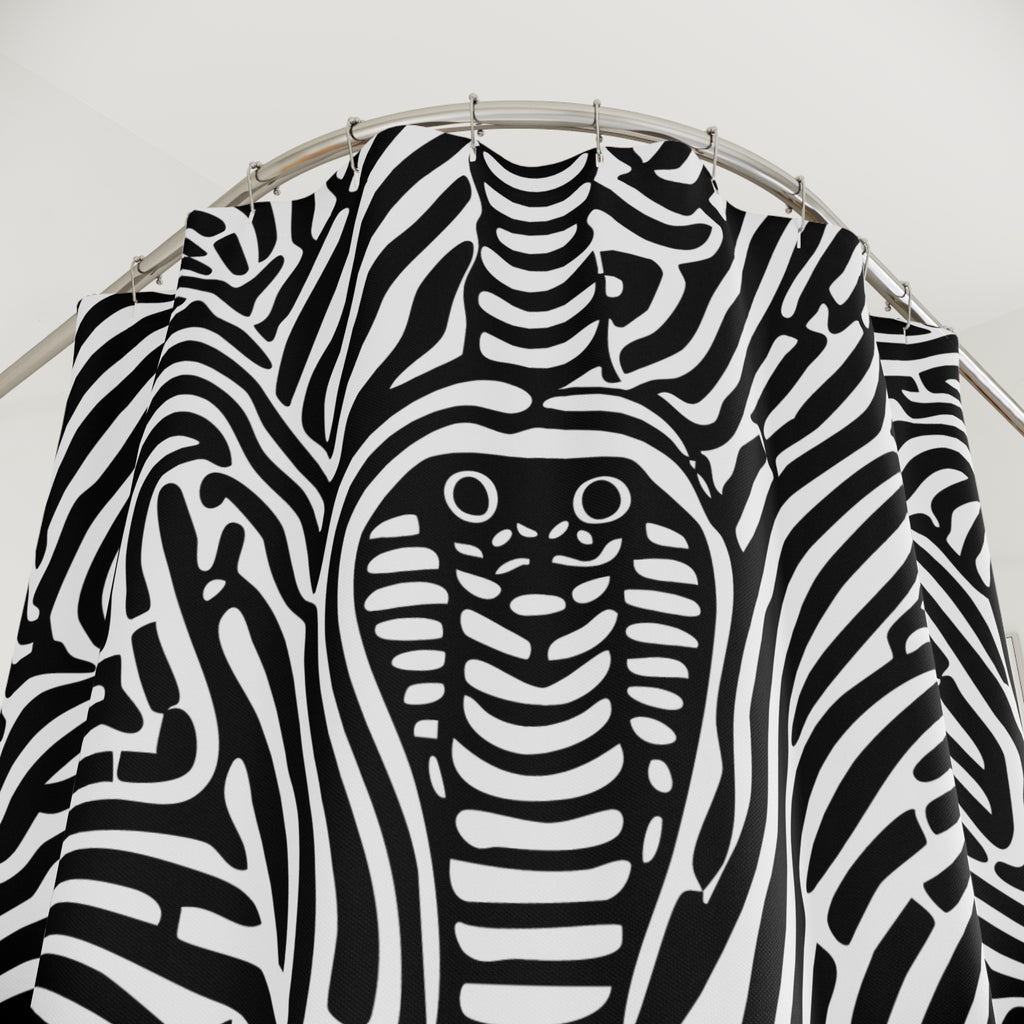 Hypnotic Cobra White Maze Shower Curtain Gift: Psychedelic Intrigue for Modern Homes