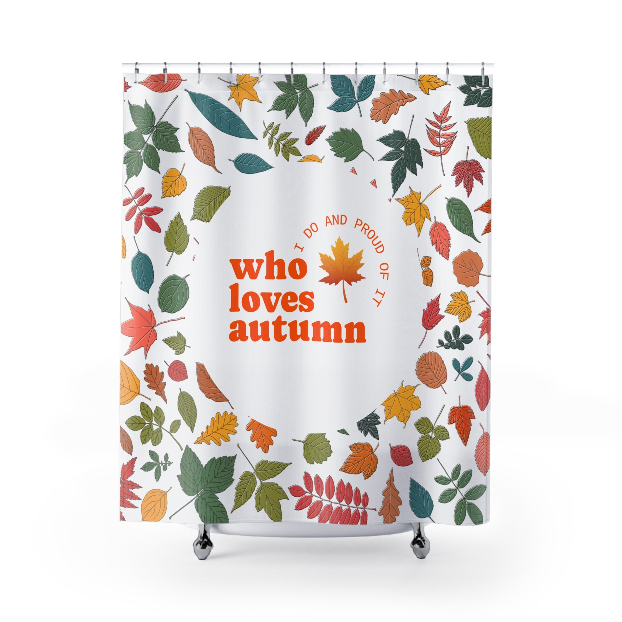"Proud Autumn Lover" Leaf Frame Shower Curtain Gift: Expressive Fall for Vibrant Homes