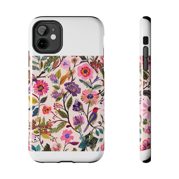Blush Bird Garden Tough Phone Case for Everyday Charm design