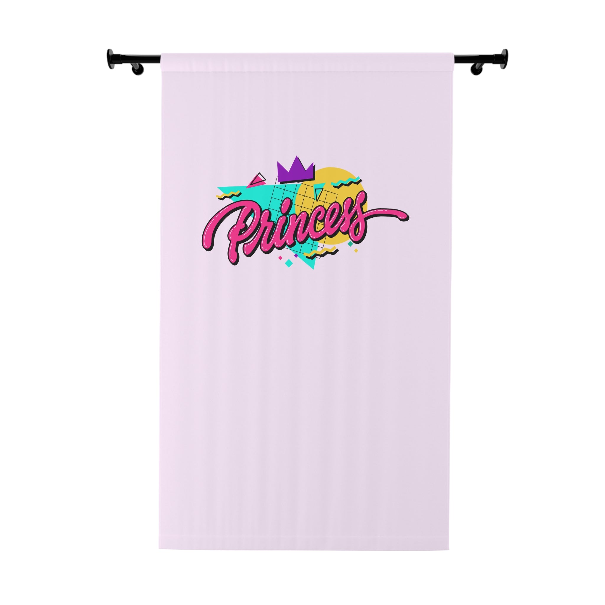 90s Style Princess Geometric Design On Soft Pink Blackout Window Curtain