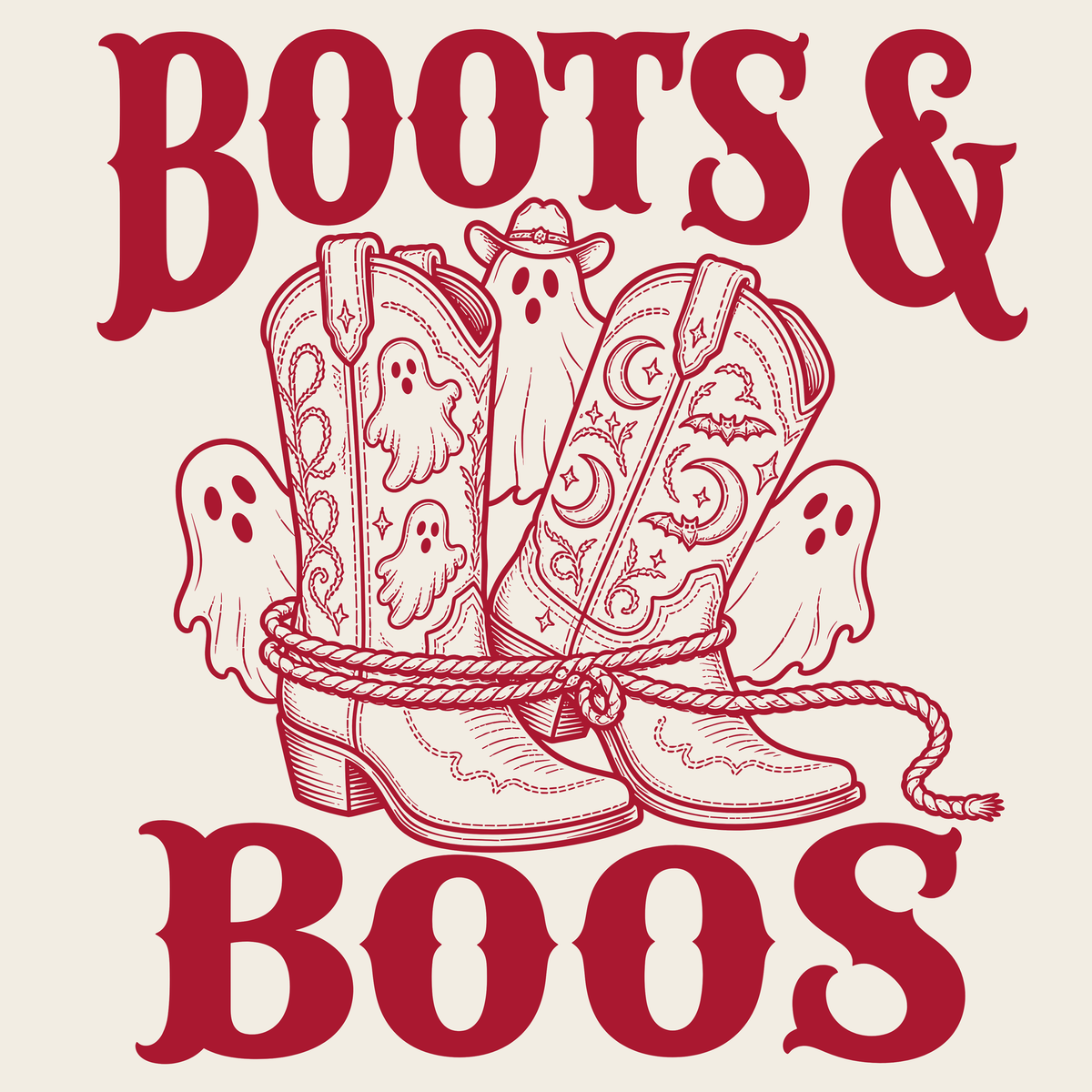 Western Boots Boo Crew T-Shirt design