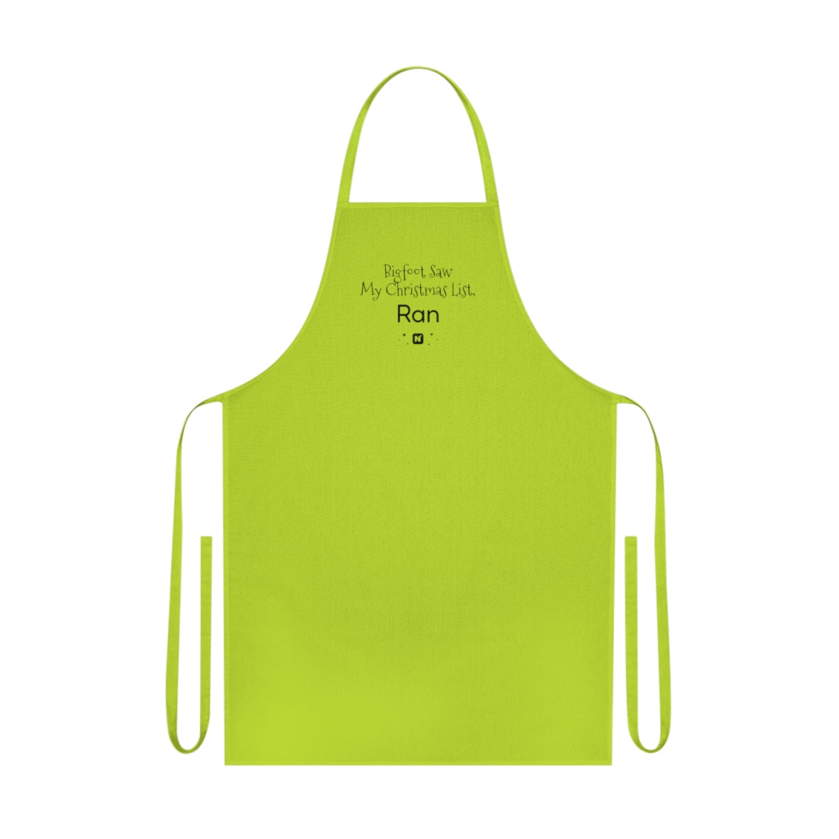 Bigfoot Christmas List Cotton Apron mockup