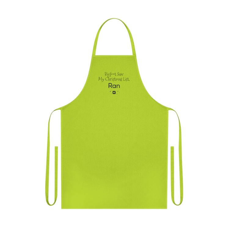 Bigfoot Christmas List Cotton Apron mockup