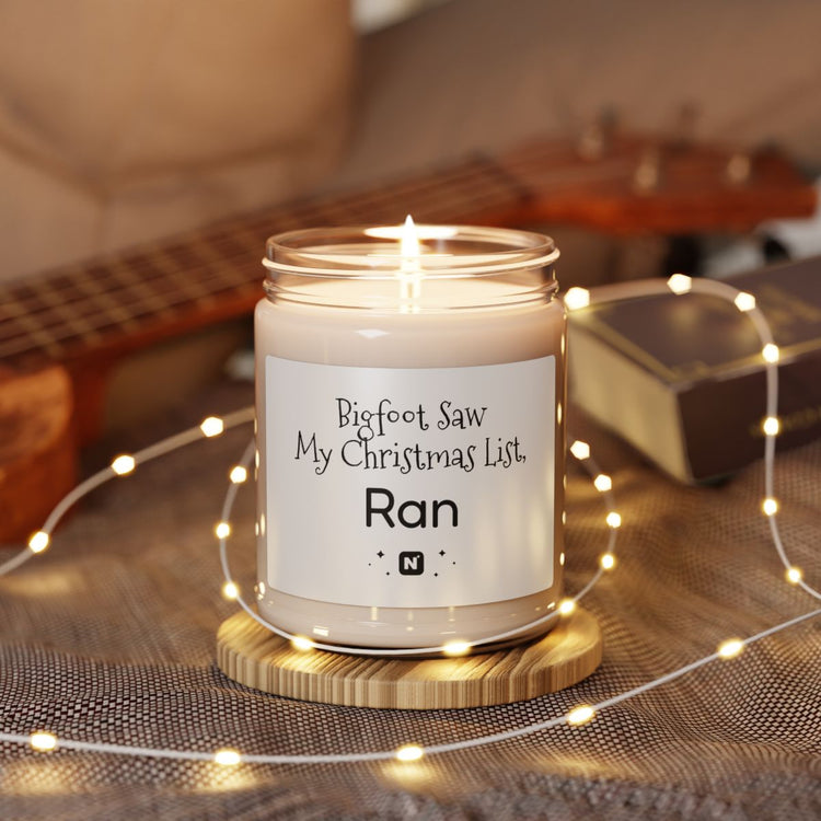 Bigfoot Christmas List Scented Soy Candle, 9oz mockup