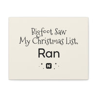Bigfoot Christmas List Stretched Canvas mockup