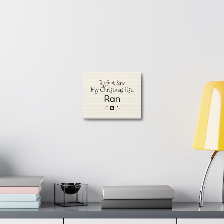 Bigfoot Christmas List Stretched Canvas mockup