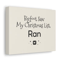 Bigfoot Christmas List Stretched Canvas mockup