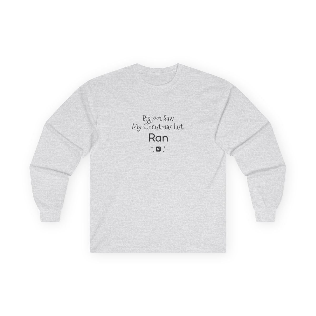 Bigfoot Christmas List Unisex Ultra Cotton Long Sleeve Tee mockup