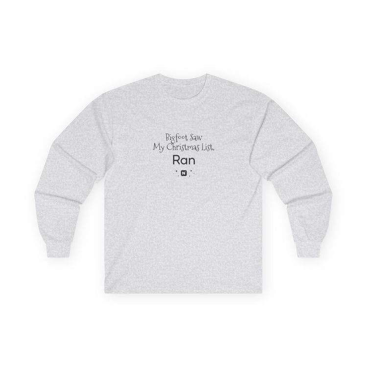 Bigfoot Christmas List Unisex Ultra Cotton Long Sleeve Tee mockup