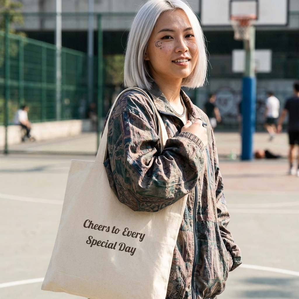 Cheers To Every Special Day Cheer Tote Bag worn by a model