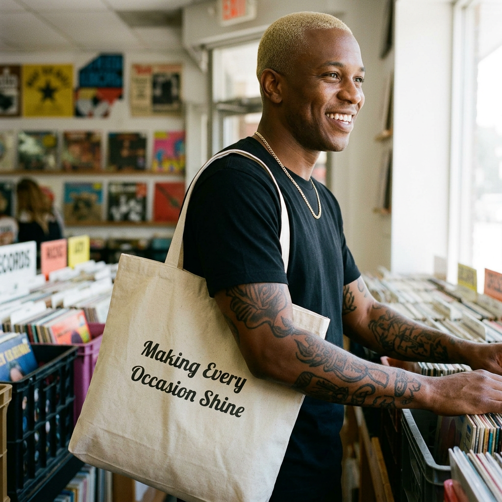 Making Every Occasion Shine Everyday Tote Bag worn by a model