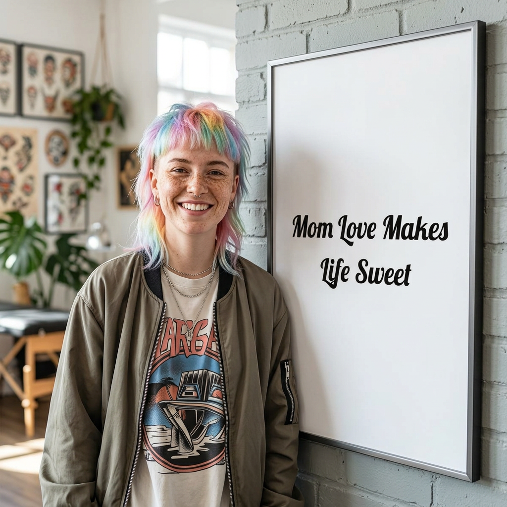Mom Love Makes Life Sweet Poster worn by a model