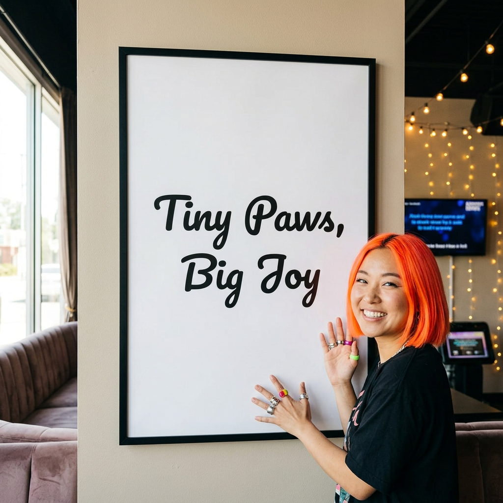 Tiny Paws, Big Joy Poster worn by a model